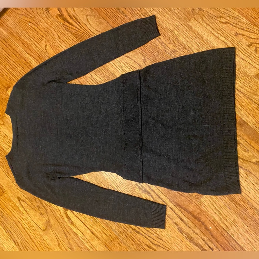 Black/gray dress with built in belt detail with bells.